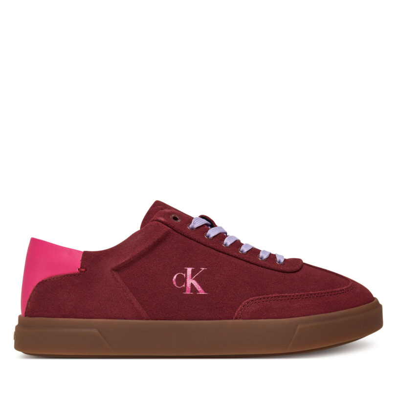 Сникърси Calvin Klein Low Pro Cups Lace Up Sue Mix Mg HW0HW02683 Бордо цвят на ниска цена