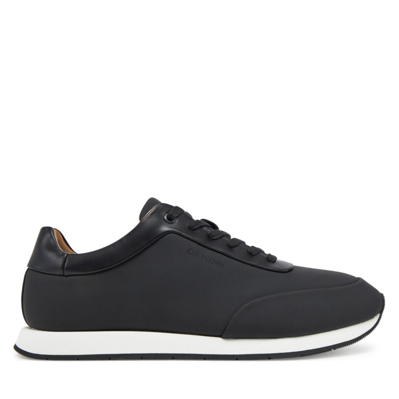 Сникърси Calvin Klein Low Prof Runn Laceup Rubb Lth HM0HM01707 Черен цвят на ниска цена