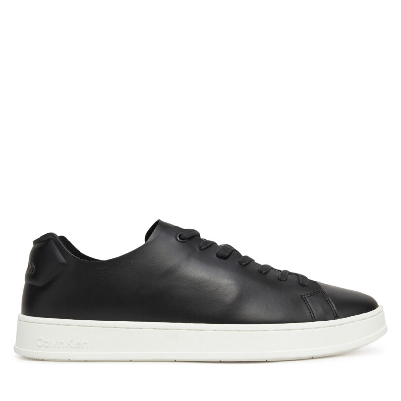Сникърси Calvin Klein Low Top Lace Up Unlined Lth HM0HM01885 Черен цвят на ниска цена