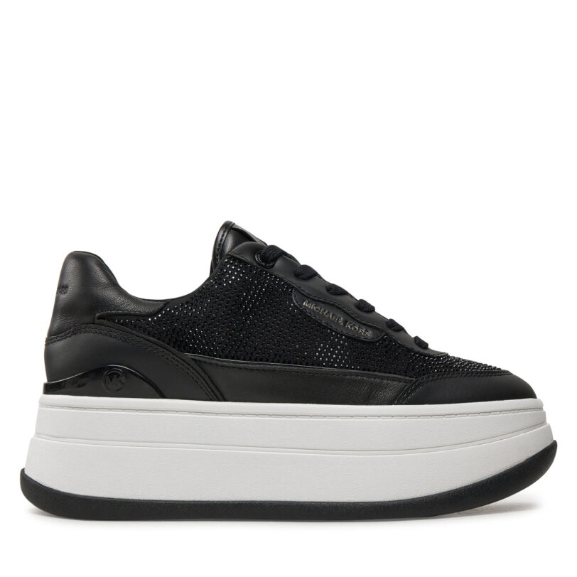 Сникърси MICHAEL Michael Kors Hayes Embellished Leather Sneaker 43F4HYFS1D Черен цвят на ниска цена