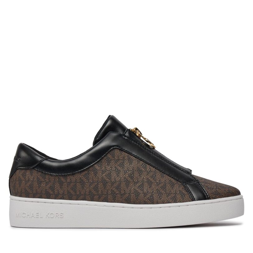 Сникърси MICHAEL Michael Kors Keaton Zip Slip On 43R4KTFP2B Кафяв цвят на ниска цена