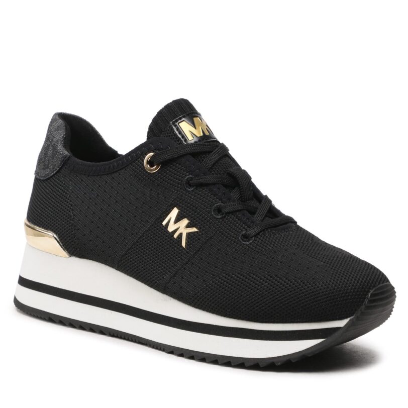 Сникърси MICHAEL Michael Kors Monique Knit Trainer 43F1MQFSBD Черен цвят на ниска цена