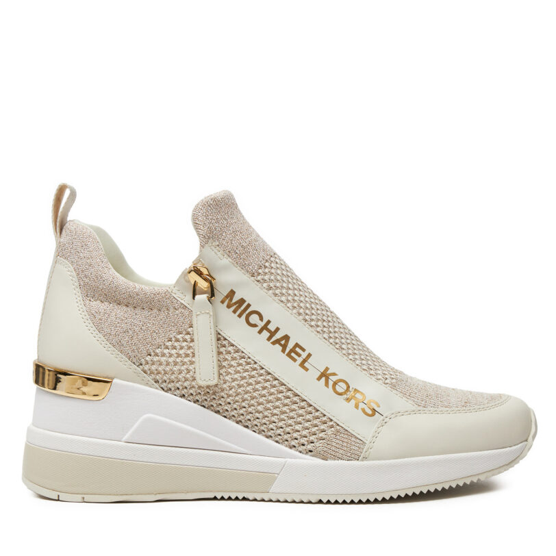 Сникърси MICHAEL Michael Kors Wills Metallic Stretch Knit Trainer 43S3WIFS4D Бежов цвят на ниска цена