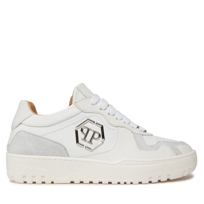 Сникърси PHILIPP PLEIN Mix Leather Lo Top Sneakers SADS USC0545 PLE010N 01 Бял цвят на ниска цена