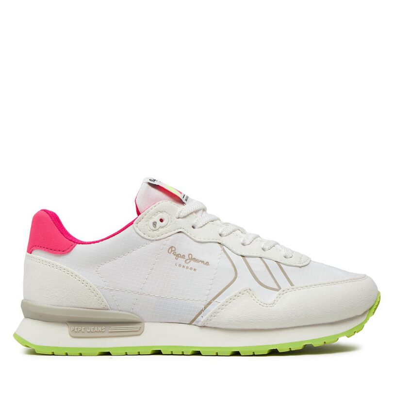Сникърси Pepe Jeans Brit Neon W PLS40011 Бял цвят на ниска цена