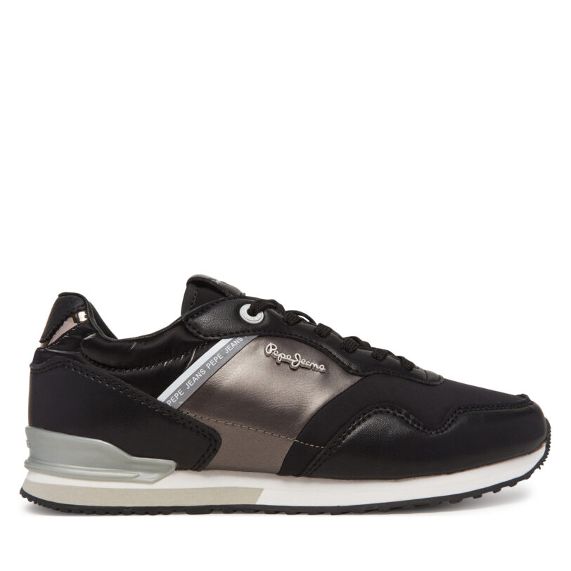 Сникърси Pepe Jeans London Shine W PLS40046 Черен цвят на ниска цена