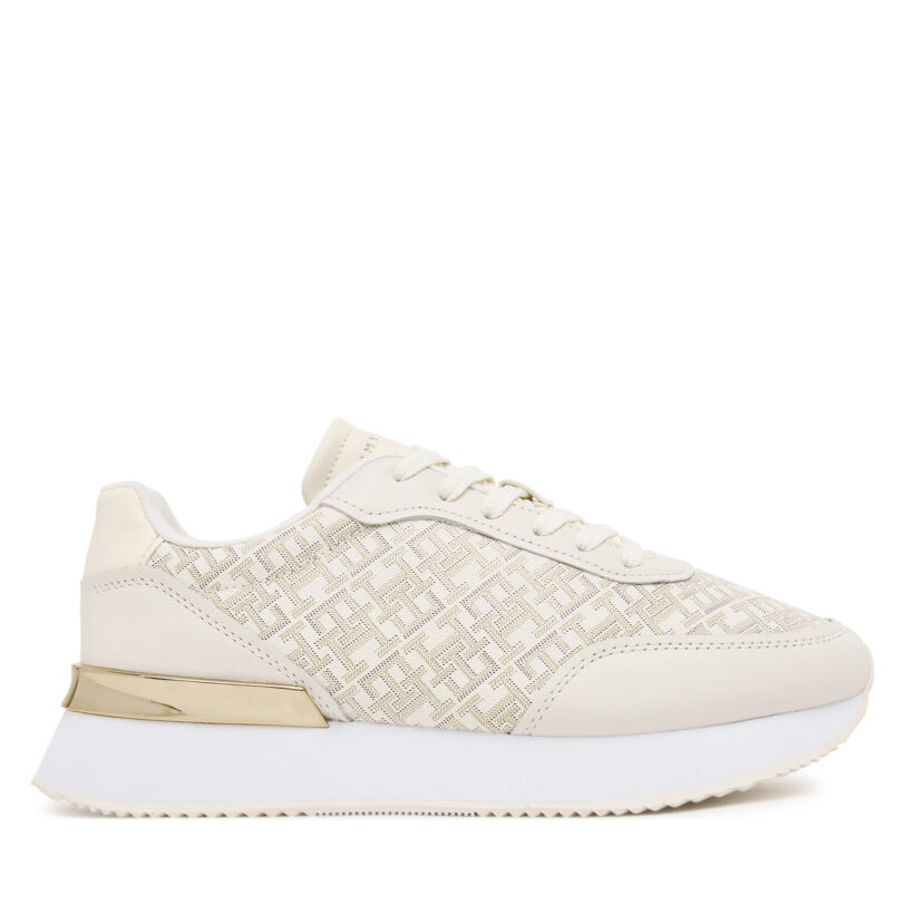 Сникърси Tommy Hilfiger Chic Monogram Runner FW0FW09051 Екрю цвят на ниска цена