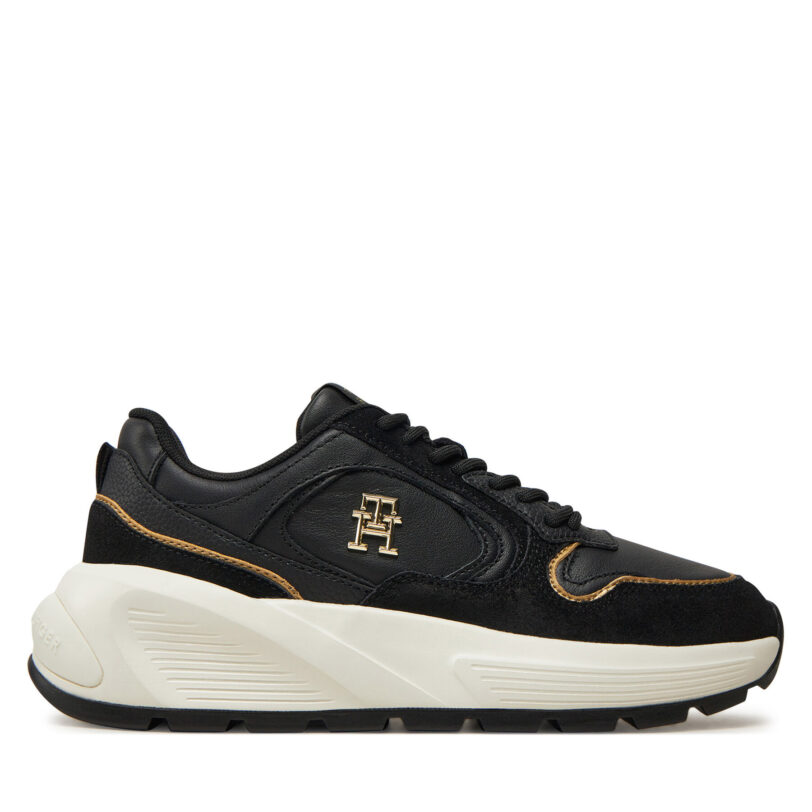 Сникърси Tommy Hilfiger Chunky Fashion Runner FW0FW08129 Черен цвят на ниска цена