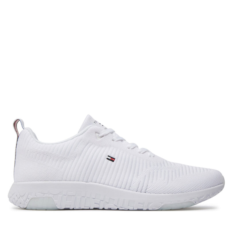 Сникърси Tommy Hilfiger Corporate Knit Rib Runner FM0FM02838 Бял цвят на ниска цена