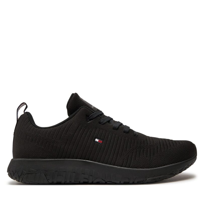 Сникърси Tommy Hilfiger Corporate Knit Rib Runner FM0FM02838 Черен цвят на ниска цена