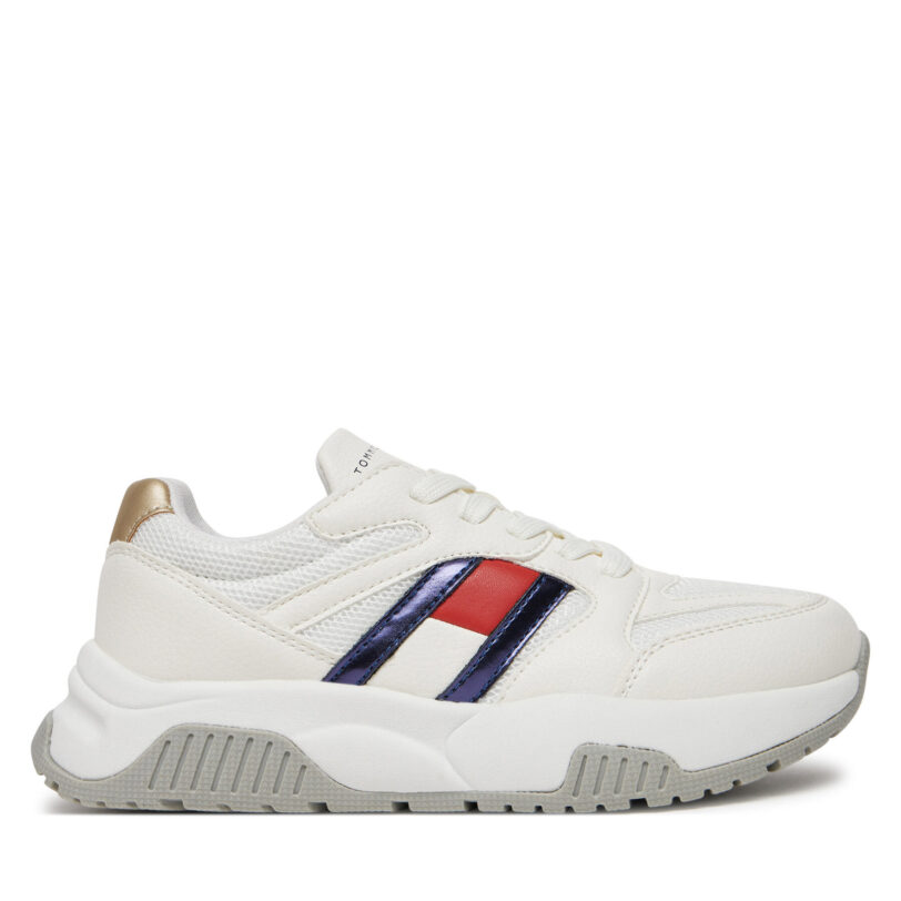 Сникърси Tommy Hilfiger Flag Low Cut Lace-Up Sneaker T3A9-33550-1697 S Бял цвят на ниска цена