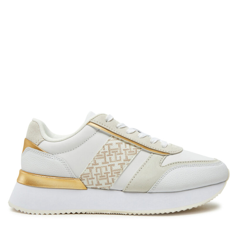 Сникърси Tommy Hilfiger Lux Monogram Runner FW0FW08387 Бял цвят на ниска цена