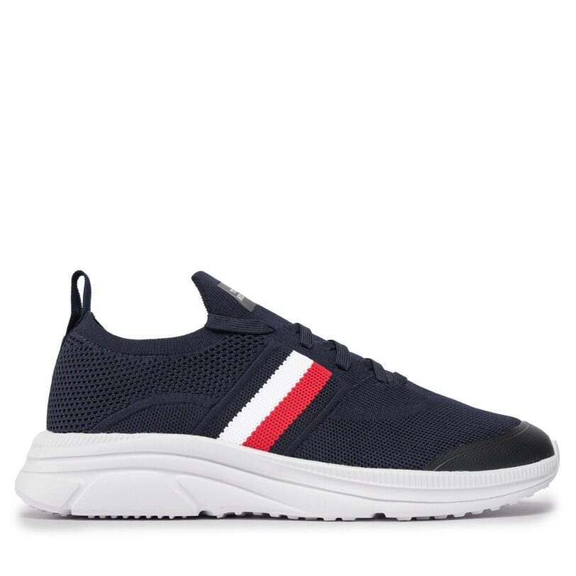 Сникърси Tommy Hilfiger Modern Runner Knit Stripes Ess FM0FM04798 Тъмносин цвят на ниска цена
