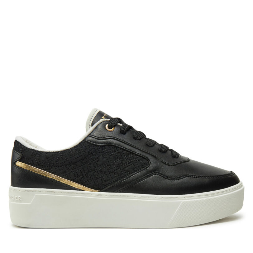 Сникърси Tommy Hilfiger Platform Monogram Sneaker FW0FW08121 Черен цвят на ниска цена