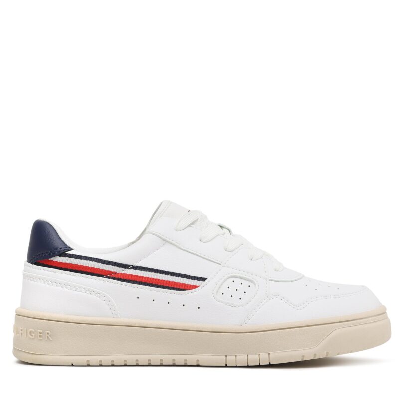 Сникърси Tommy Hilfiger Stripes Low Cut Lace-Up Sneaker T3X9-32848-1355 S Бял цвят на ниска цена