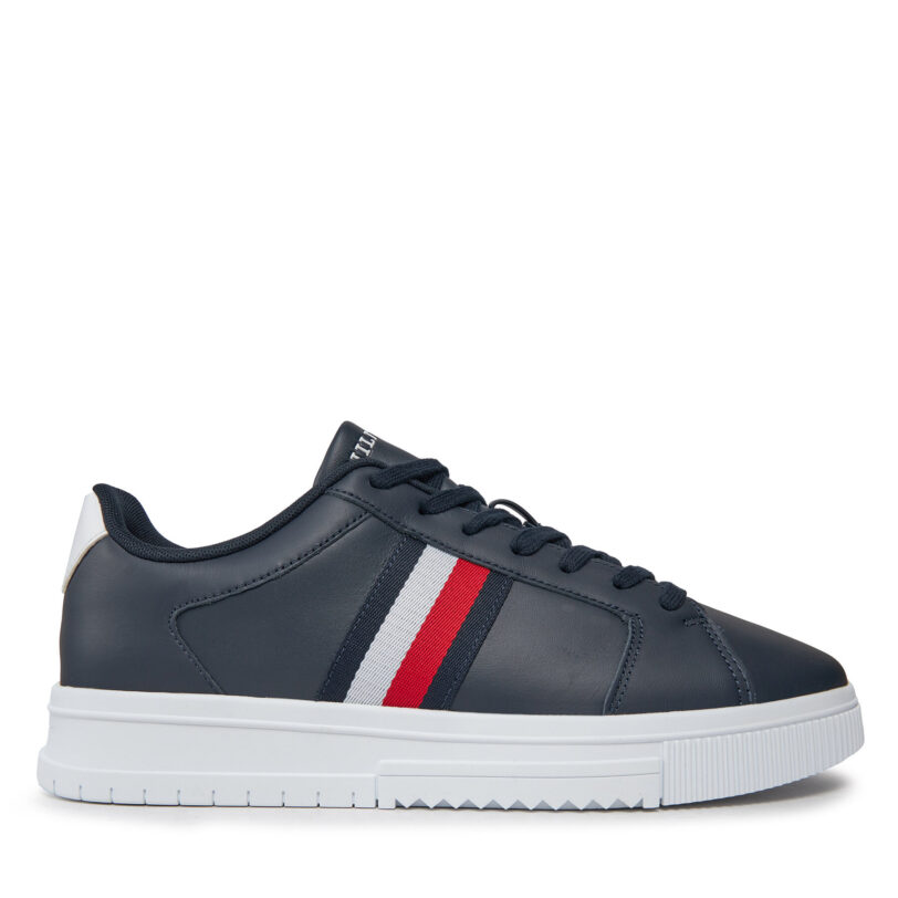 Сникърси Tommy Hilfiger Supercup Lth Stripes Ess FM0FM04895 Тъмносин цвят на ниска цена