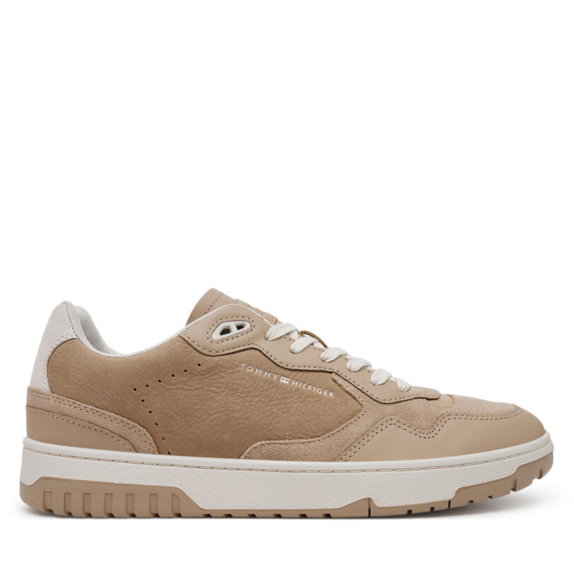 Сникърси Tommy Hilfiger Th Basket Better Premium Mix FM0FM05417 Бежов цвят на ниска цена