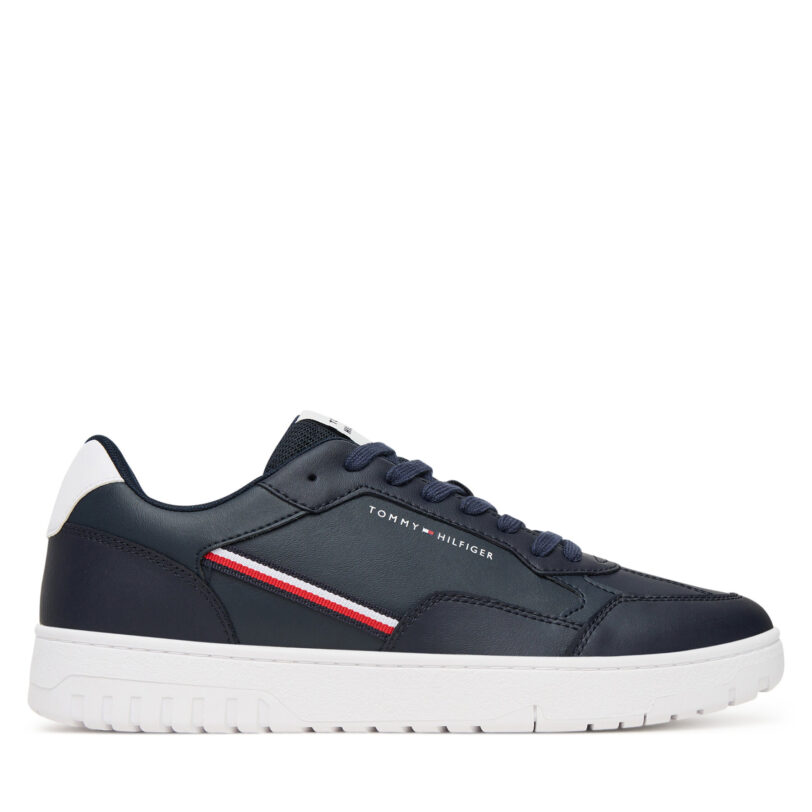 Сникърси Tommy Hilfiger Th Basket Core Stripes FM0FM05631 Тъмносин цвят на ниска цена