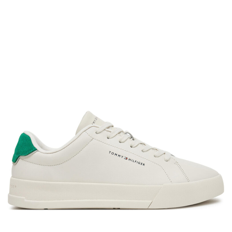 Сникърси Tommy Hilfiger Th Court Lth Detail Ess FM0FM05367 Бежов цвят на ниска цена