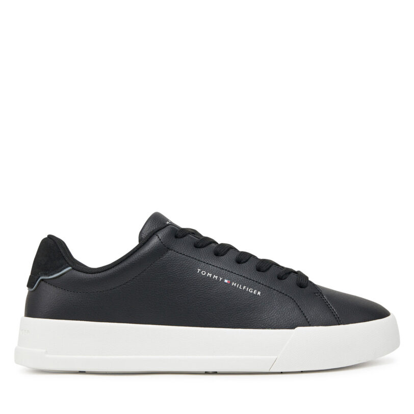 Сникърси Tommy Hilfiger Th Court Lth Detail Ess FM0FM05367 Черен цвят на ниска цена