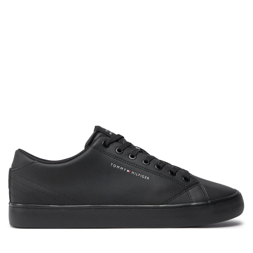Сникърси Tommy Hilfiger Th Hi Vulc Core Low Leather FM0FM05041 Черен цвят на ниска цена