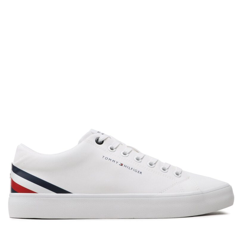 Сникърси Tommy Hilfiger Th Hi Vulc Core Low Stripes FM0FM04735 Бял цвят на ниска цена