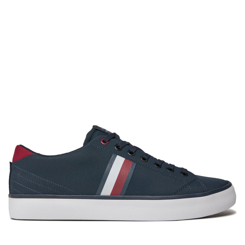 Сникърси Tommy Hilfiger Th Hi Vulc Low Stripes Mesh FM0FM04946 Син цвят на ниска цена