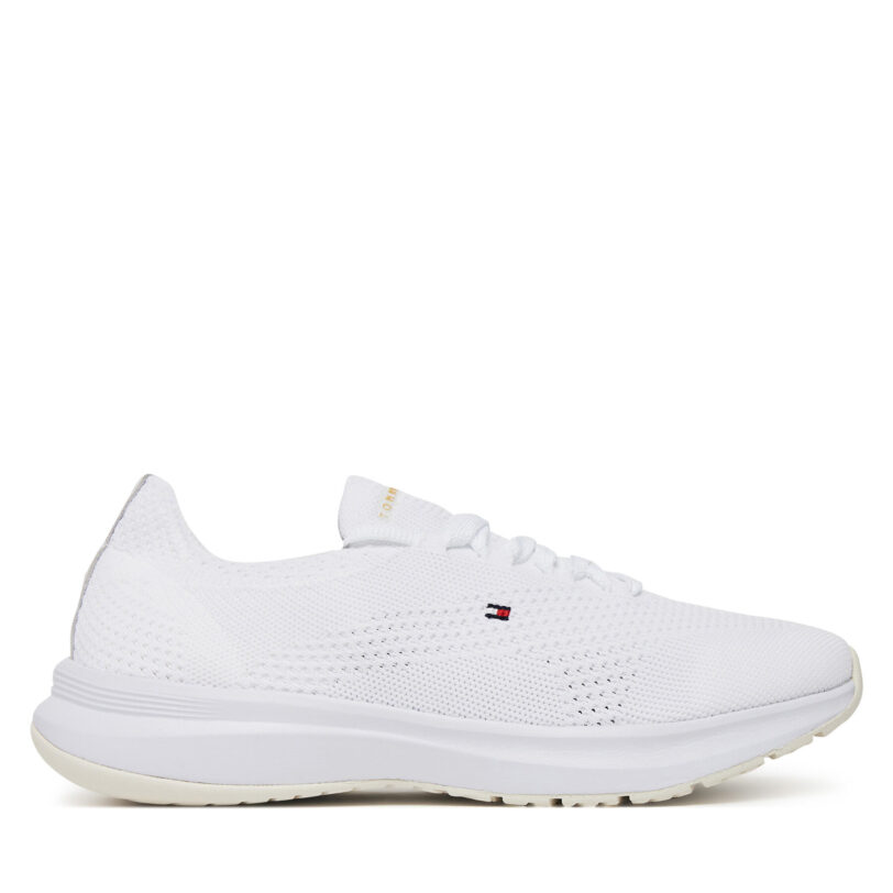 Сникърси Tommy Hilfiger Th Knit Runner FW0FW08813 Бял цвят на ниска цена