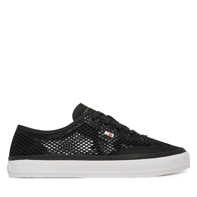 Сникърси Tommy Hilfiger Th Open Mesh Vulc Sneaker FW0FW08684 Черен цвят на ниска цена