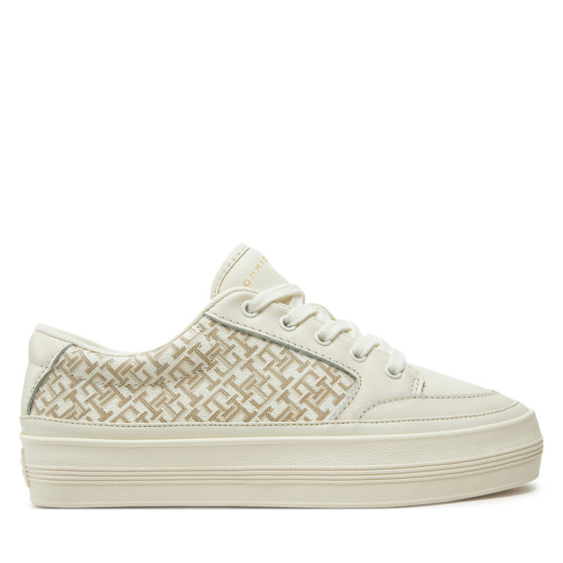 Сникърси Tommy Hilfiger Vulc Leather Sneaker Monogram FW0FW08331 Екрю цвят на ниска цена