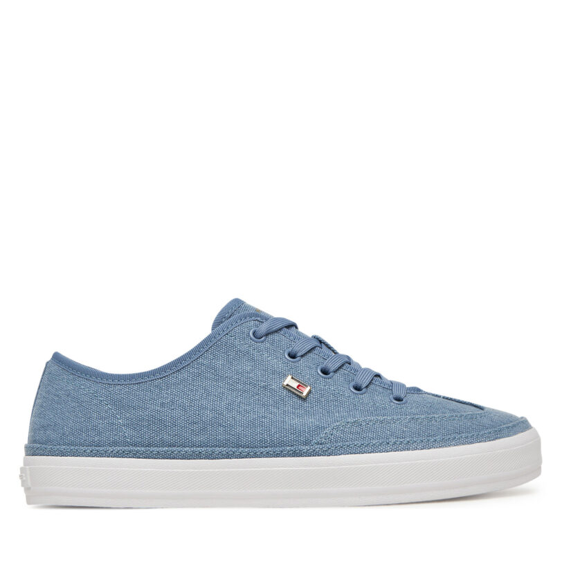 Сникърси Tommy Hilfiger Washed Canvas Vulc Sneaker FW0FW08894 Син цвят на ниска цена