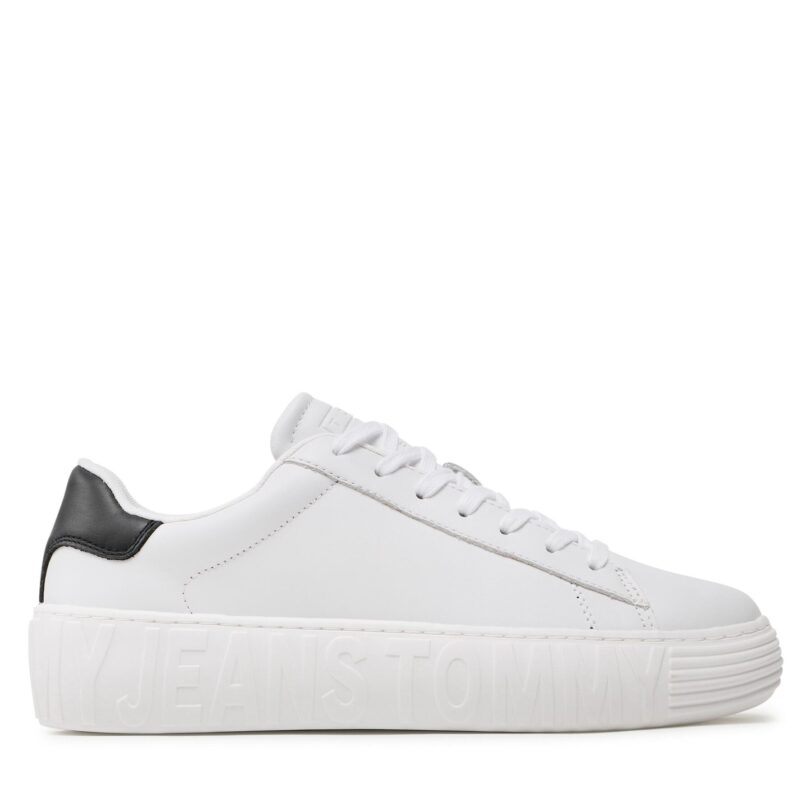 Сникърси Tommy Jeans Leather Outsole EM0EM01159 Бял цвят на ниска цена