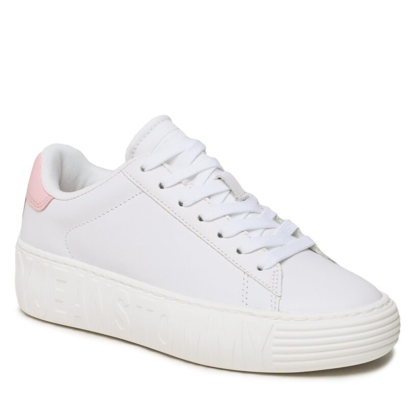 Сникърси Tommy Jeans New Cupsole Leather EN0EN02137 Бял цвят на ниска цена
