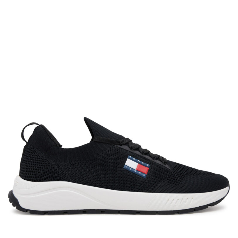 Сникърси Tommy Jeans Runner Kntitted EM0EM01555 Черен цвят на ниска цена
