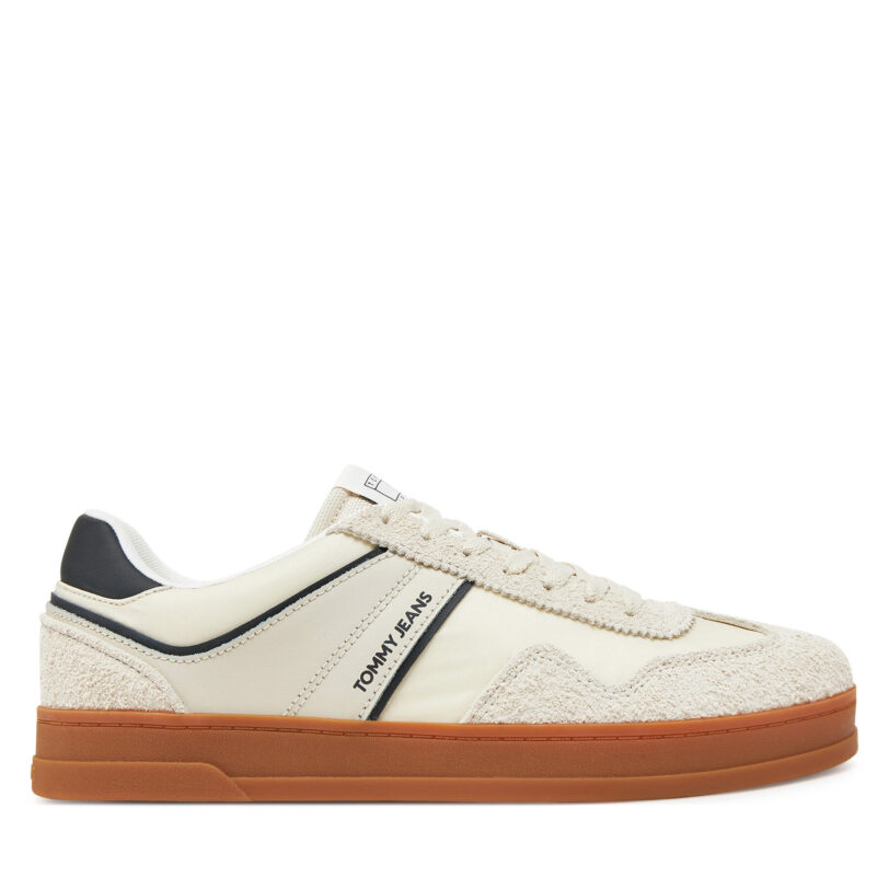 Сникърси Tommy Jeans The Greenwich Mix Media EM0EM01606 Бежов цвят на ниска цена