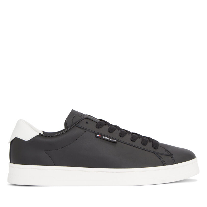 Сникърси Tommy Jeans Tjm Leather Low Cupsole EM0EM01374 Черен цвят на ниска цена