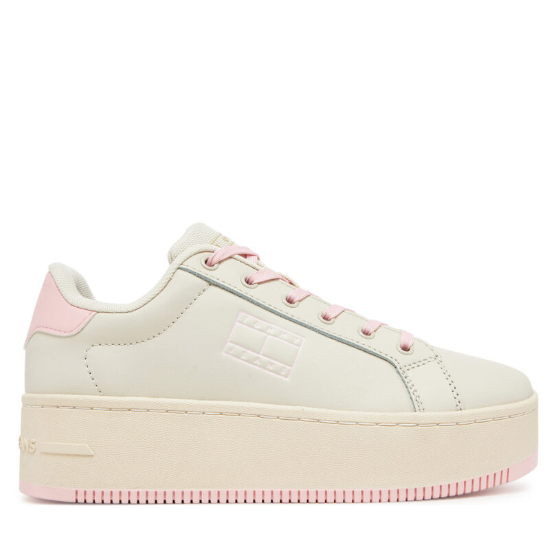 Сникърси Tommy Jeans Tjw Flatform Ess EN0EN02518 Розов цвят на ниска цена