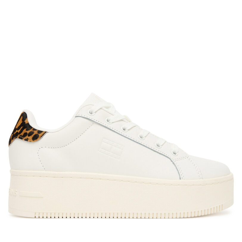 Сникърси Tommy Jeans Tjw Flatform Leopard Sneaker EN0EN02930 Бял цвят на ниска цена