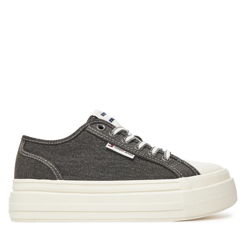 Сникърси Tommy Jeans Tjw Foxing Flatform Lc EN0EN02736 Черен цвят на ниска цена