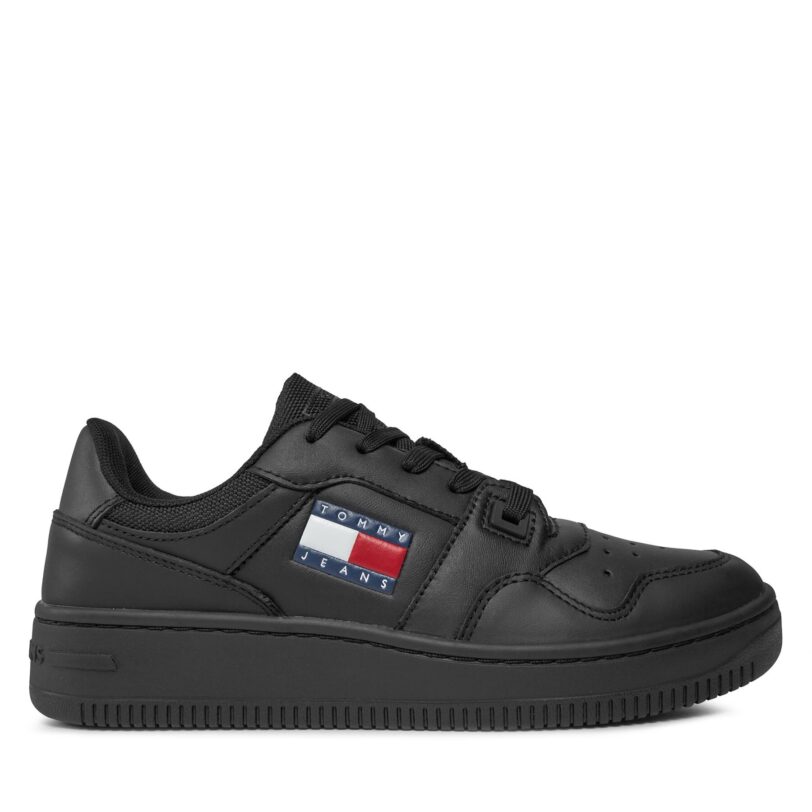 Сникърси Tommy Jeans Tjw Retro Basket Ess EN0EN02505 Черен цвят на ниска цена