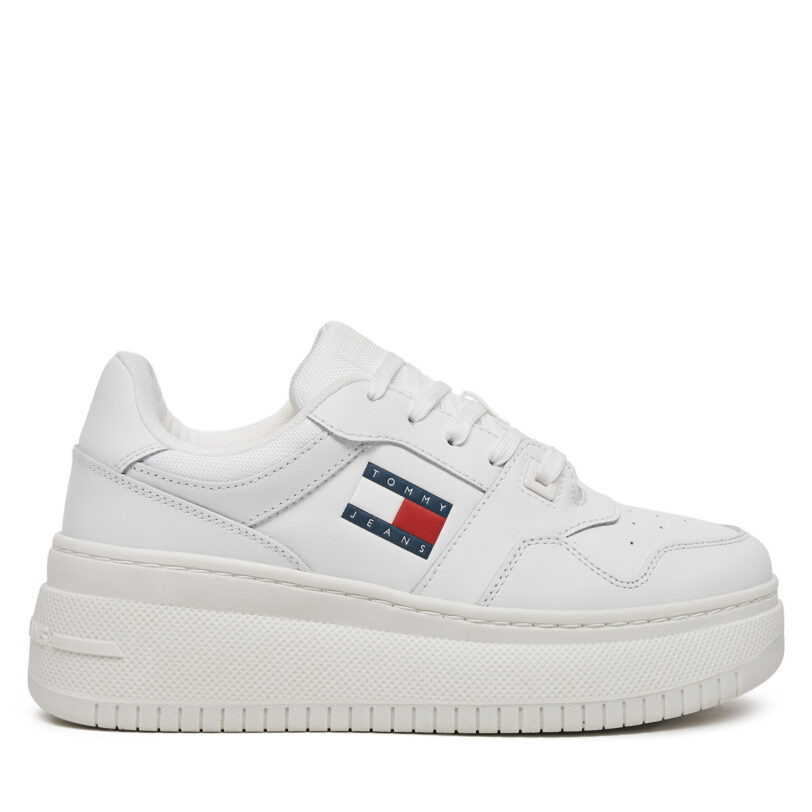 Сникърси Tommy Jeans Tjw Retro Basket Flatform Ess EN0EN02506 Бял цвят на ниска цена