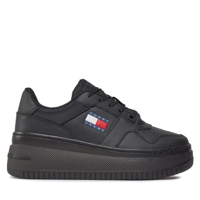 Сникърси Tommy Jeans Tjw Retro Basket Flatform Ess EN0EN02506 Черен цвят на ниска цена