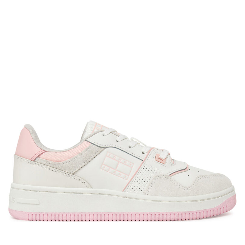 Сникърси Tommy Jeans Tjw Retro Basket Washed Suede EN0EN02773 Бял цвят на ниска цена