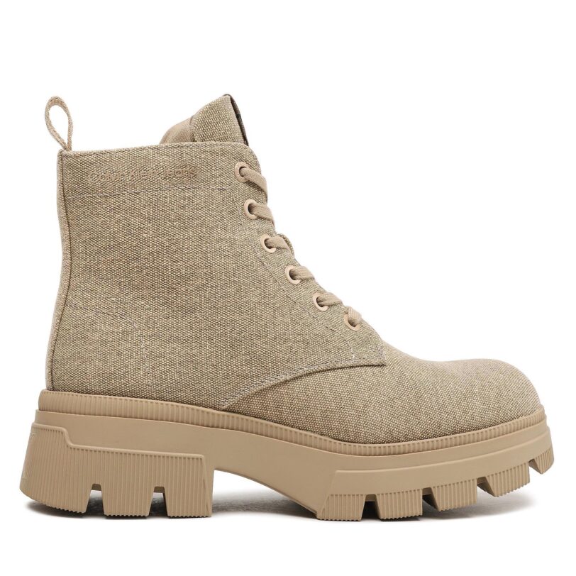 Туристически oбувки Calvin Klein Jeans Chunky Combat Laceup Boot Co YW0YW01239 Бежов цвят на ниска цена