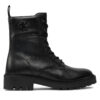 Туристически oбувки Calvin Klein Jeans Combat Boot Mid Zip Lth In Calf YW0YW01550 Черен цвят на ниска цена