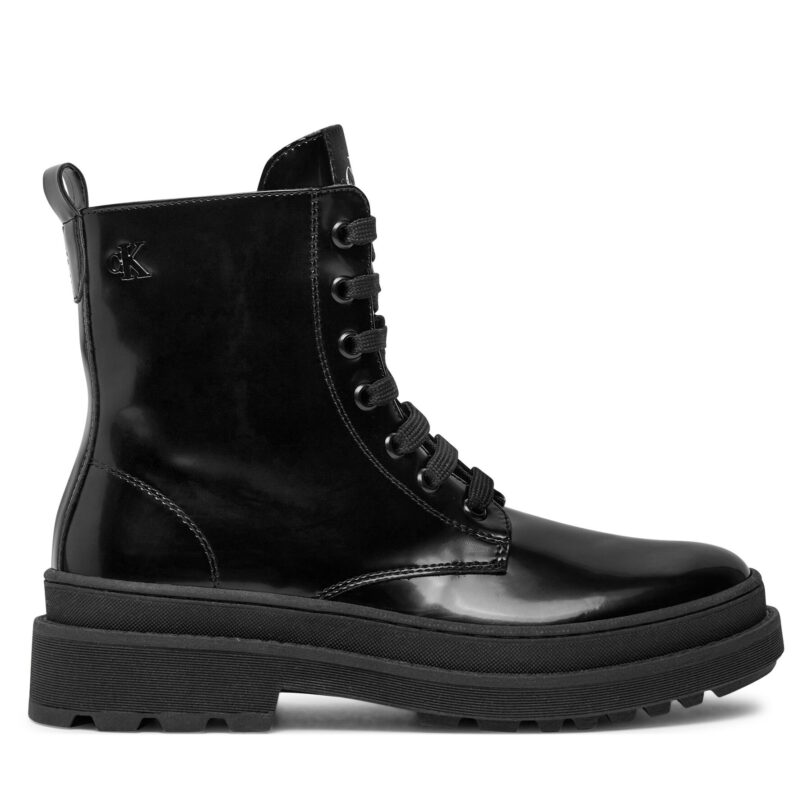Туристически oбувки Calvin Klein Jeans Lace-Up Bootie V4A5-81031-1453 S Черен цвят на ниска цена