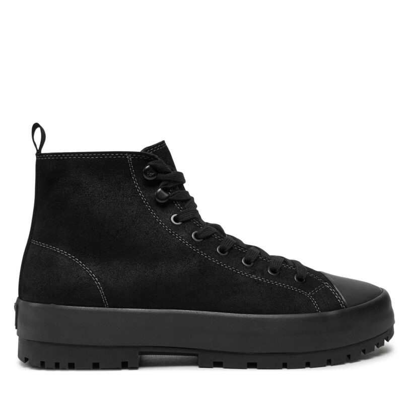 Туристически oбувки Calvin Klein Jeans Lugged Hybrid High Laceup Auth YM0YM01092 Черен цвят на ниска цена