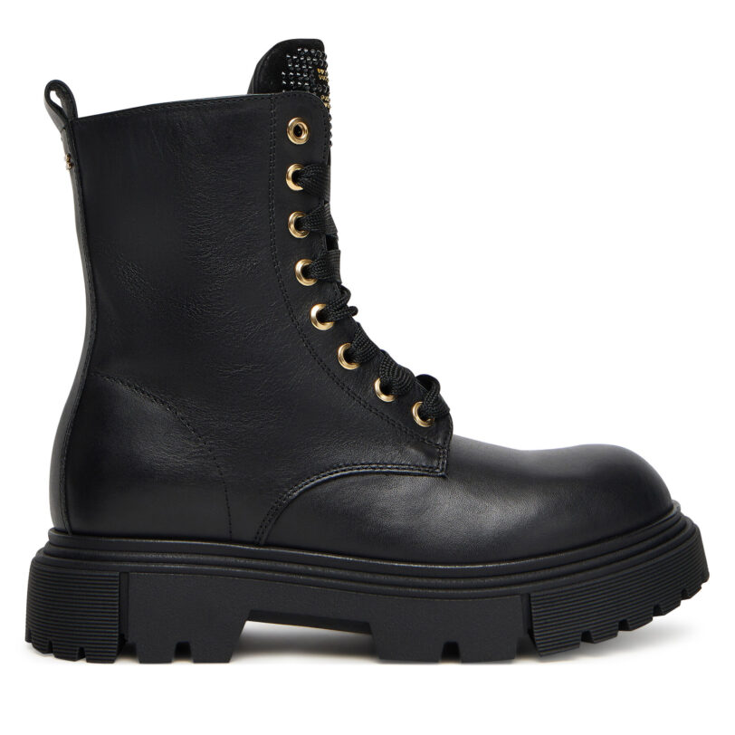 Туристически oбувки Elisabetta Franchi Lace-Up Bootie F4A5-E0411-1251 D Черен цвят на ниска цена