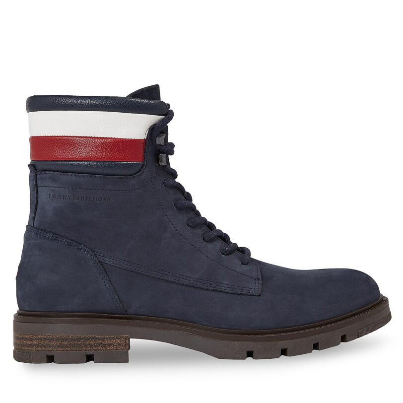 Туристически oбувки Tommy Hilfiger Corporate Hilfiger Nubuck Boot FM0FM04801 Син цвят на ниска цена