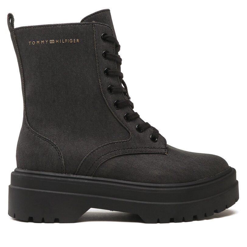 Туристически oбувки Tommy Hilfiger Feminine Essential Canvas FW0FW07357 Черен цвят на ниска цена